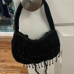 Elegant Black Beaded Women's Bag